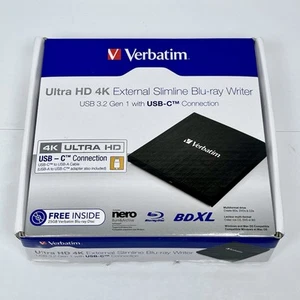 Verbatim Ultra HD 4K Blu-ray DVD Writer 43888 – External USB-C Slim Drive - Afbeelding 1 van 7