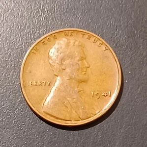 Centavo/penique Lincoln Wheat 1941 sin marca de ceca colección de monedas antiguas de Estados Unidos (#1) - Imagen 1 de 2