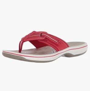 New Women’s Clarks Cloudsteppers Brinkley Jazz Flip Flops in Red size 9 - Picture 1 of 4