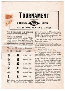 VTG 1945 E.S. Lowe Tournament Chess Men Rules For Playing Chess Booklet Gaming - Foto 1 di 7