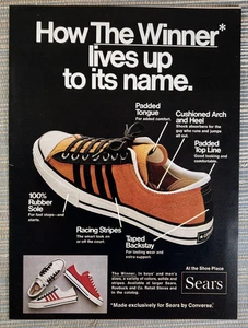 The Winner Converse for Sears Shoes Sneakers 1972 Vintage Print Ad - Picture 1 of 1