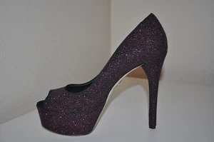 NEW B Brian Atwood BAMBOLA Pink Glitter Coated Suede Platform Pumps Shoes Sz 8.5 - Picture 1 of 6
