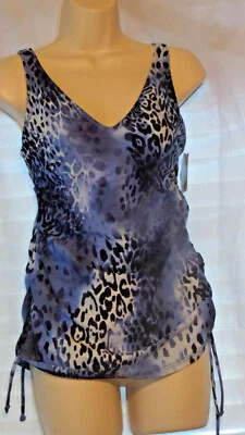  Damas NWTS. Traje de baño Tankini 6D Croft&Barrow azul estampado animal talla 6D más delgado Foto 1 de 2