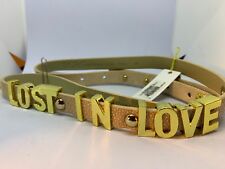 NWT! BCBGeneration~Cashmere Belt w/Gold "LOST IN LOVE" Moving Letters~Sz.M -41" 