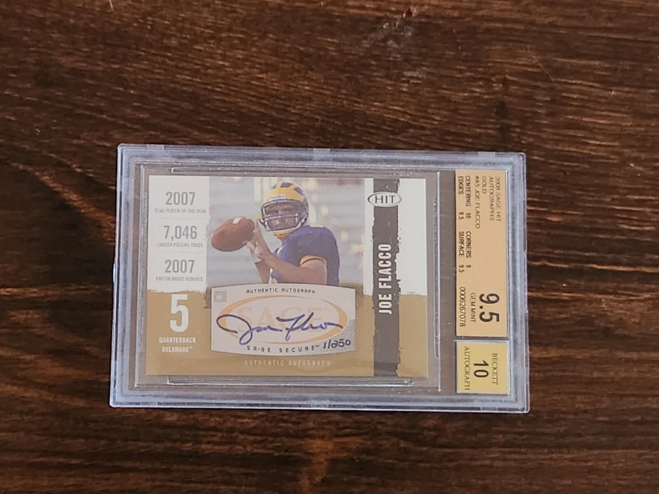 Autógrafos Sage Hit Gold Joe Flacco 2008 automático radiocontrol 1/250 BGS 9,5 automático 10 Foto 1 de 2