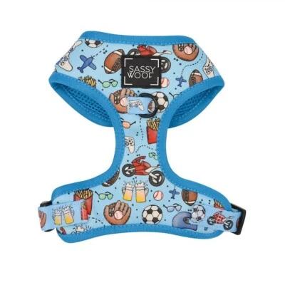 Sassy Woof Adjustable Dog Harness Blue Sport Football Baseball Large - Image 1 of 4