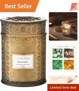Scented Candle Soy Wax 19oz Large Clean Burn Wood Wick Home Decor Gift - Picture 1 of 9
