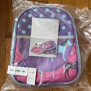 Garnet Hill Bambini Cavallo Pony Rosa Viola Lunch Box Lunchbox Nuovo Pois - Foto 1 di 4