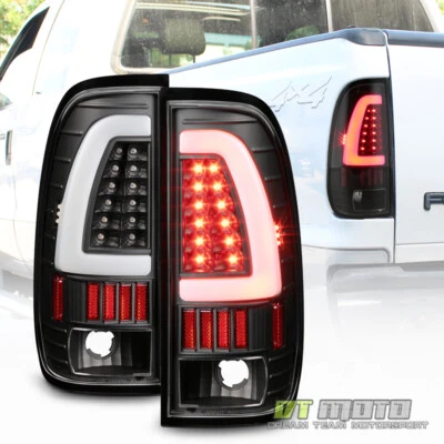 Black 1997-2003 Ford F150 LED Light Bar Tail Lights Brake Lamps Left+Right 97-03 - Image 1 of 4