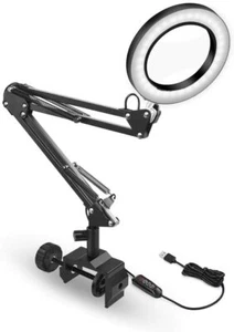 5X Magnifying Lamp USB 3 Colors LED Illuminated Table Lamp For Reading Rework - Picture 1 of 11