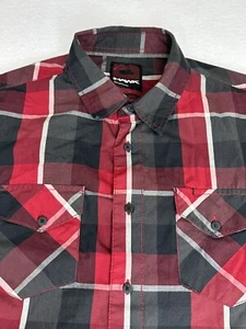 HAWK Youth Boys Button Up Shirt Red Plaid Short Sleeve Size XL - Picture 1 of 10