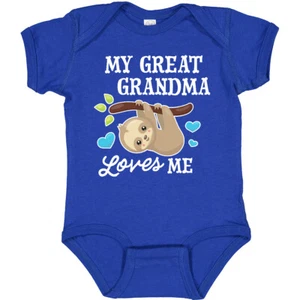 Inktastic My Great Grandma Loves Me With Sloth And Hearts Baby Bodysuit Animals - Picture 1 of 10