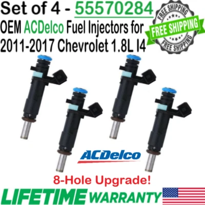 OEM x4 ACDelco 8-Hole Upgrade Fuel Injectors for 2011-15 Chevrolet Cruze 1.8L I4 Foto 1 de 4