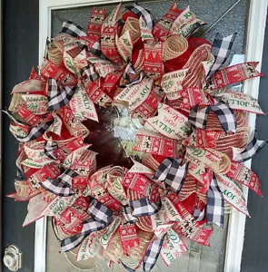 Nueva Inglaterra Isla Feria Suéter Navidad Deco Malla Puerta Frontal Corona Decoración del Hogar - Imagen 1 de 6
