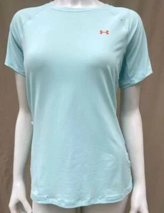 NEW UNDER ARMOUR UA Women Blue Haze Short Sleeve UPF 50 Sunblock Shirt LARGE L - Picture 1 of 6