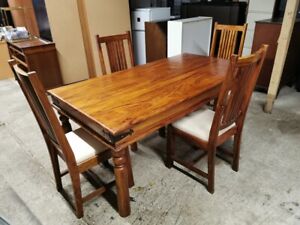 Dining Table Set, Country Style Solid Oak Walnut Solid Robust Wood Handmade