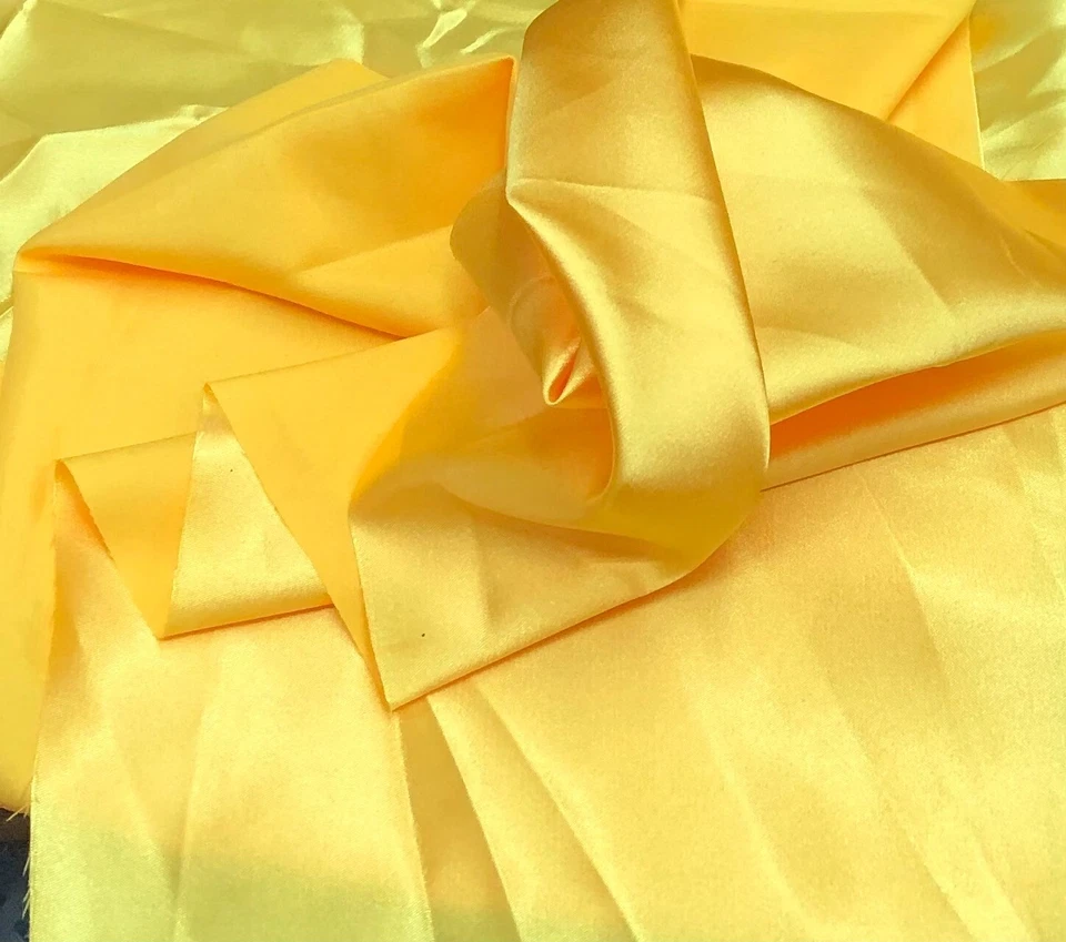 4 METRES GOOD QUALITY SOFT SATIN FABRIC 150 CM WIDE DARK YELLOW CHEAPEST ON EBAY - Image 1 of 1