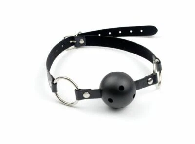 Breathable Faux Leather Ball Gag – BDSM Bondage & Kinky Restraints Toy - Image 1 of 2