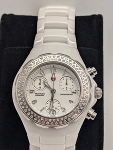 MICHELE TAHITIAN CERAMIC & DIAMOND LADIES CHRONO WATCH MWW12A000001 "Stunning" - Picture 1 of 14