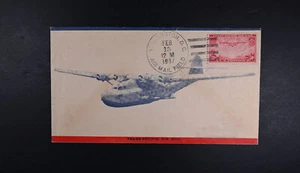 Feb 15 1937 FDC USA Scott # C22-17 Used Stamp Max Sage Cachet Red & Blue Cover - Picture 1 of 2