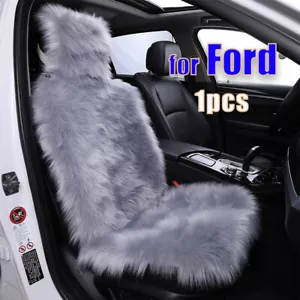 1Pcs Fuzzy Faux Sheepskin Wool Car Seat Cover for Ford Front Driver Seat Cushion - Picture 1 of 8