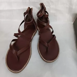 WOW!! ANA A New Approach Jazmin Brown Thong Flat Gladiator Sandals ~ Size 10 - Picture 1 of 5