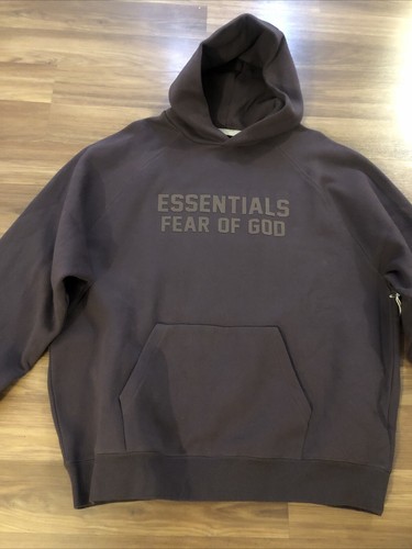 Felpa con cappuccio Essentials Fear Of God uomo SS'23 logo tonale pullover NC3 prugna grande nuova