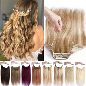 Balayage Thick Wire In Real Human Hair Extensions Hidden Headband One Piece Weft - Picture 1 of 26