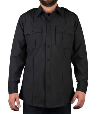 Polyester 4 Pocket Hidden Zipper Uniform Shirt - Long Sleeve - Image 1 of 4