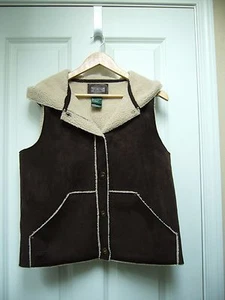 Gilet donna Ralph Lauren ecopelle scamosciato foderato sherpa con cappuccio taglia S usato in ottime condizioni - Foto 1 di 4