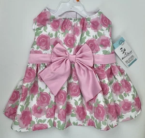 Dog Puppy Dress Pink Roses Satin Bow Outfit House Of Barker Boutique Outfit M L - Picture 1 of 3