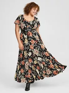 Torrid Tiered Maxi Dress Flutter Sleeve Floral NWT New 1X - Picture 1 of 9