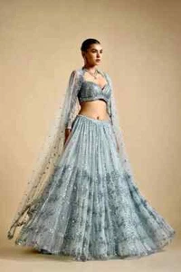Reception Wear Net Lehenga Choli With Dupatta For Women And Girls - Picture 1 of 13