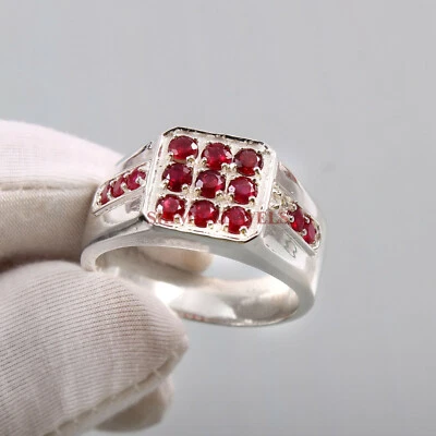 Heizbarer Rubin Edelstein Mit 925 Sterling Silberring Für Männer #261 - Bild 1 von 4