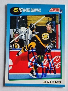 1991-92 Score STEPHANE QUINTAL Signed Card #437