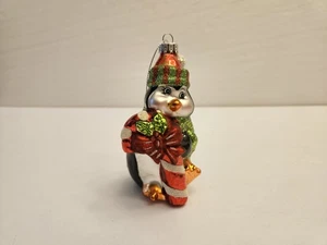 Glass Penguin with Candy Cane 4" Christmas Ornament - Picture 1 of 9