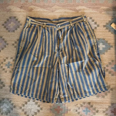 Pantalones Cortos De Colección Gap Para Hombres 34 (32) Rayas Negritas Doble Pliegue Chino Años 90 Preparación Hiedra Raro Foto 1 de 4