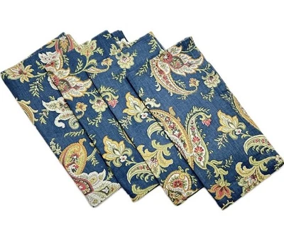 Williams Sonoma Paisley Tovaglioli di Panno Set di 4 Blu Multicolore Floreale 20x20” - Immagine 1 di 4