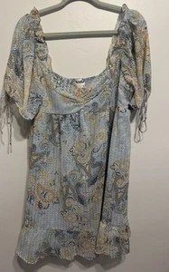 Mini Vestido Arula Floral Calado Hombro Descubierto Manga Corbata Cottagecore Fecha Noche - Imagen 1 de 8