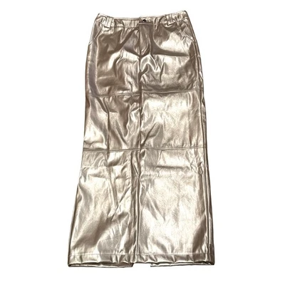 NWOT Cherry Mellow Medium Silver Faux Leather Pencil Maxi Skirt 24” back slit - Image 1 of 4