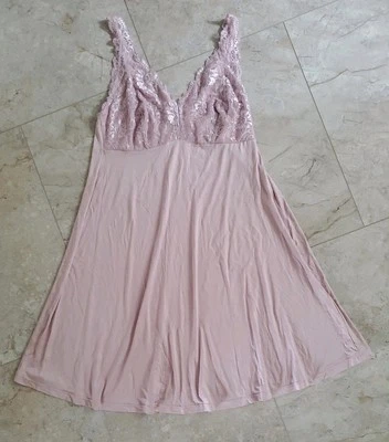 Felina~Lencería Ropa de Dormir Modal Malva Encaje Ajustable Chemise Talla Mediana  Foto 1 de 4