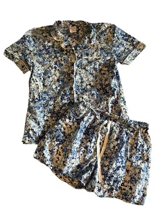 BROOKS BROTHERS Womens Floral Pajama Short Set, Size Small, Cotton BLUE YELLOW - Picture 1 of 3