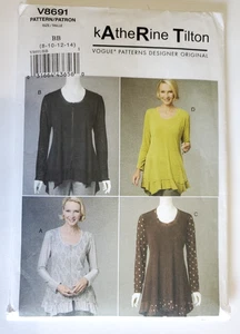Vogue Patterns Katherine Tilton V8691 Women's Loose Top Pattern Size 8-14 Uncut - Picture 1 of 2