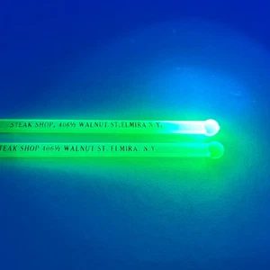 (2) Blacklight UV Swizzle Stick Steak Shop 406 1/2 Walnut Street Elmira New York - Picture 1 of 6