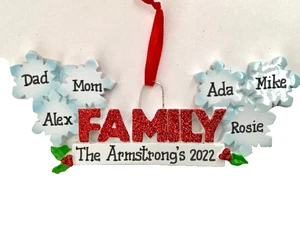 Family of Six Personalized Christmas Ornament- Grandkids- Friends- Office - Picture 1 of 1