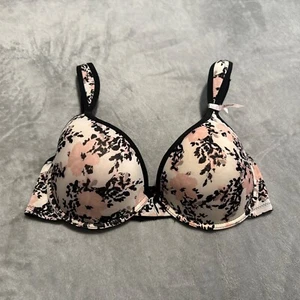 Excellent Daisy Fuentes Black/White Push-Up Underwire Full Coverage Bra Sz: 38D - Picture 1 of 7