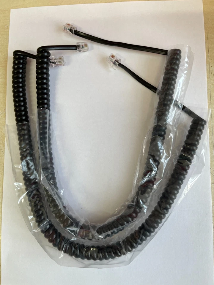 2 x Telephone Handset Curly Cord Cable for Cisco IP Telephones - Black - Image 1 of 1