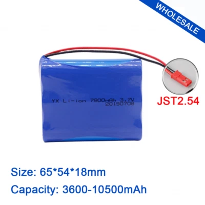 3.7V 3P 3600mAh Li-Ion Battery 9600mAh Rechange Battery JST2.54 Male Connector - Image 1 of 4