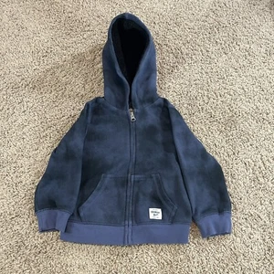 OshKosh B’gosh Boys Girls Zip Up Hoodie Size 3T Blue Sweatshirt Velvet Look Nice - Picture 1 of 9