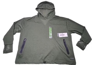Nine West Active Women's Large Pullover Long Sleeve Hoodie Mesh Cuff Olive Green - Picture 1 of 15